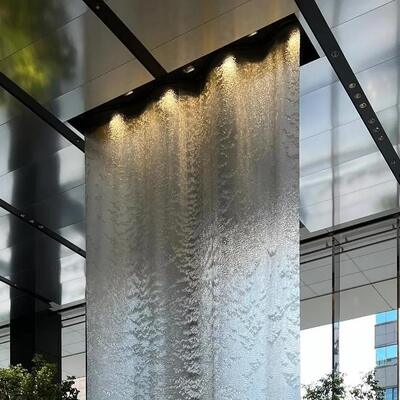Gewebte Wasservorhang-Wasserlandschaftsskulptur aus Edelstahlgeflecht